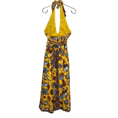 Pre-owned Love The Label Ivy Dress In Sam Yellow Xs Halter Midi