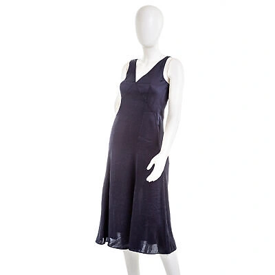 Pre-owned Elie Tahari Sleeveless Satin Midi Dress Women's Size 0 Stargazer In Blue