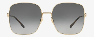 Pre-owned Gucci Gg0879s Womens Designer Sunglasses Gold Tortoise Havana/grey Gradient 61mm In Gray
