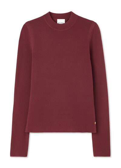 Shop St John Stretch Knit Long Sleeve Top In Cranberry