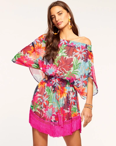 Shop Ramy Brook Shay Off-the-shoulder Coverup Mini Dress In Tropical Flower
