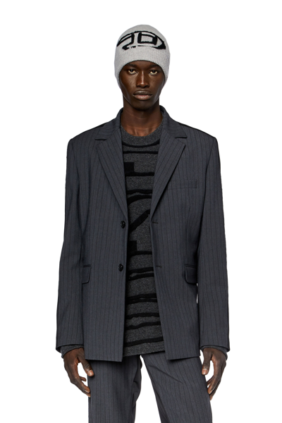 Shop Diesel Blazer In Pinstriped Cool Wool And Jersey In Grey