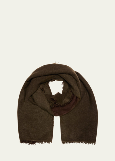 Shop Denis Colomb Fuzzy Feture Two-tone Cashmere Scarf In Expresso Dk Kahki