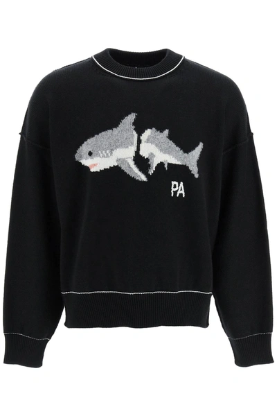 Shop Palm Angels Shark Sweater In Nero