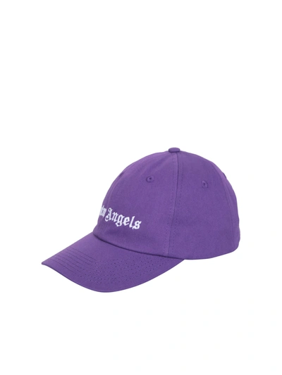 Shop Palm Angels Embroidered Logo Purple Cap