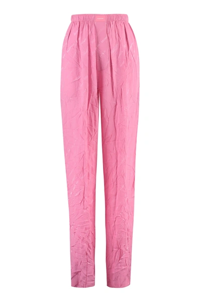 Shop Balenciaga Silk Trousers In Pink