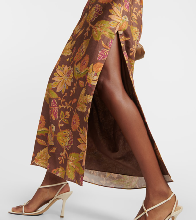 Sir Josefina Floral Linen Midi Dress In Multicoloured
