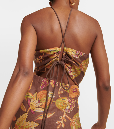 Sir Josefina Floral Linen Midi Dress In Multicoloured