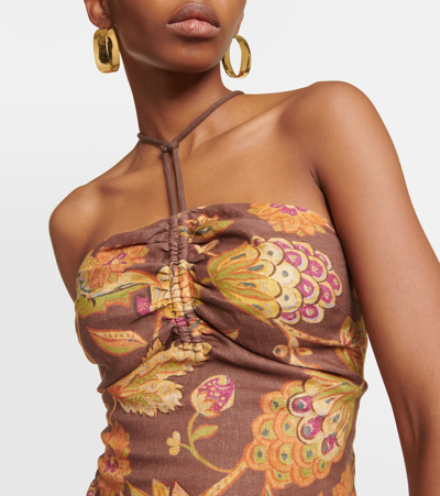 Sir Josefina Floral Linen Midi Dress In Multicoloured