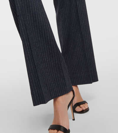 Shop Vince Pinstripe Flannel Straight Pants In Grey