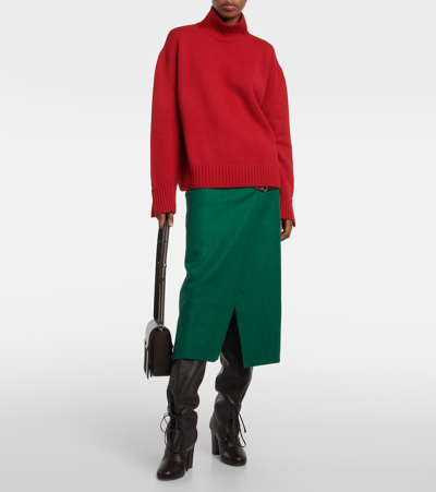 Shop Loro Piana Oversized Cashmere Turtleneck Sweater In Red