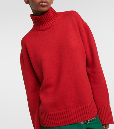 Shop Loro Piana Oversized Cashmere Turtleneck Sweater In Red