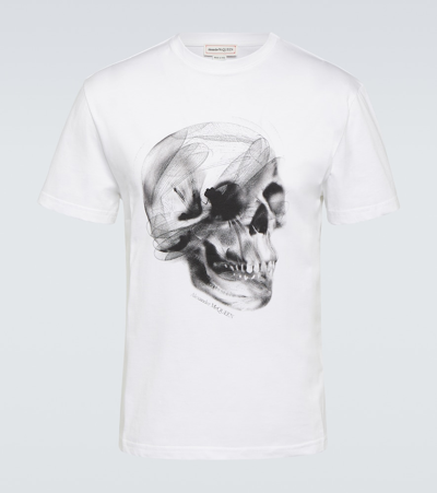 Shop Alexander Mcqueen Printed Cotton Jersey T-shirt In White