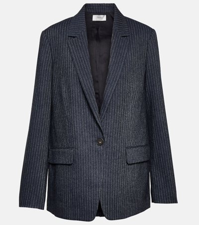 Shop Vince Pinstripe Flannel Blazer In Grey