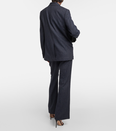 Shop Vince Pinstripe Flannel Blazer In Grey