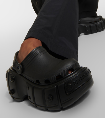 Shop Balenciaga X Crocs Hardcrocs Platform Slides In Black