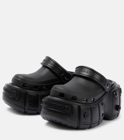 Shop Balenciaga X Crocs Hardcrocs Platform Slides In Black