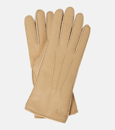 Shop Loro Piana Elide Shearling-lined Leather Gloves In Beige
