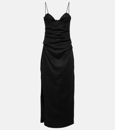 Shop Sir Noemi Linen Maxi Dress In Black