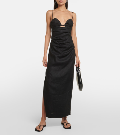 Shop Sir Noemi Linen Maxi Dress In Black