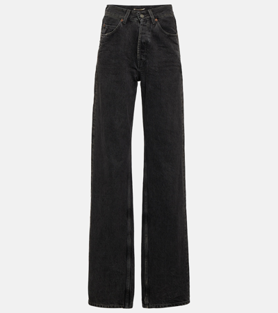 Shop Saint Laurent Mid-rise Wide-leg Jeans In Black