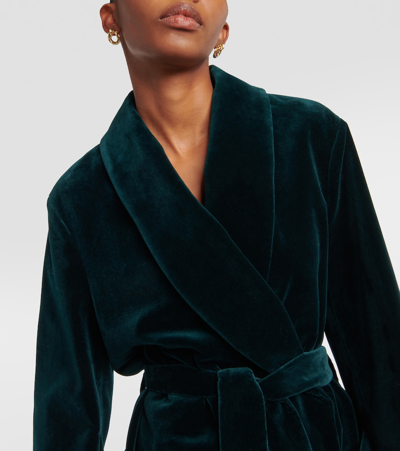 Loro Piana Cotton Velvet Wrap Coat In Green