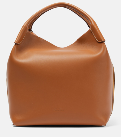 Loro Piana Bale Leather Shoulder Bag In Beige