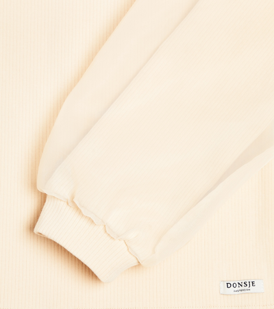 Shop Donsje Sien Puff-sleeve Cotton-blend Top In Beige