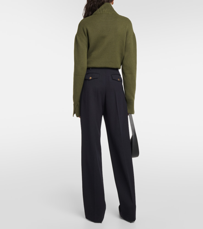 Loro Piana Amon Virgin Wool Straight Pants In Blue