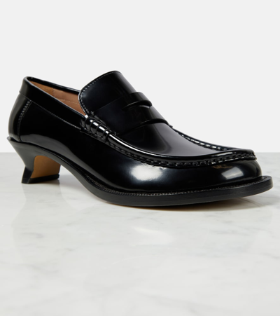 Shop Loewe Campo Leather Loafer Pumps In Black