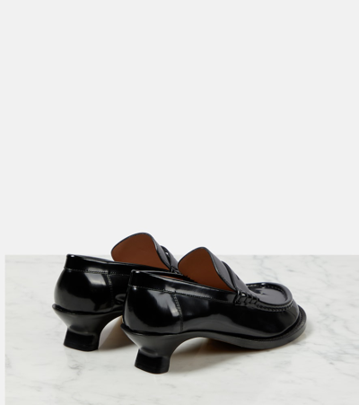 Shop Loewe Campo Leather Loafer Pumps In Black