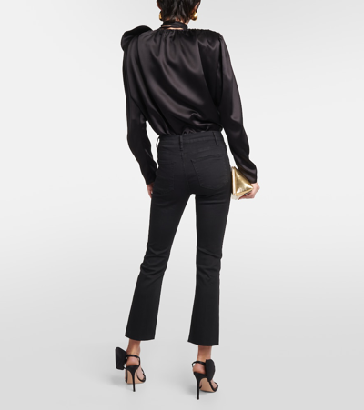 Frame High Waist Stretch Cotton Flared Jeans 26cm In Black
