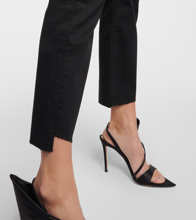 Shop Frame High-rise Cropped Flared Jeans In Black