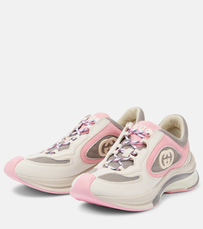 Shop Gucci Run Suede-trimmed Sneakers In Multicoloured