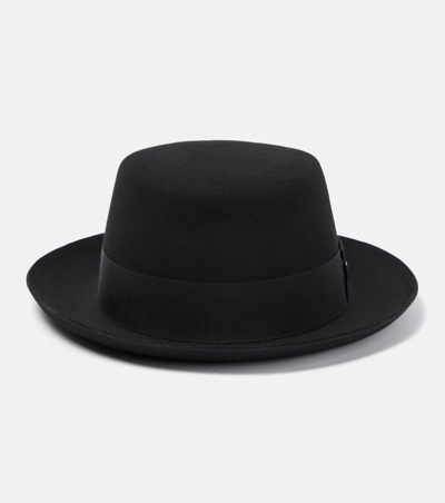 Shop Saint Laurent Wool Felted Hat In Black