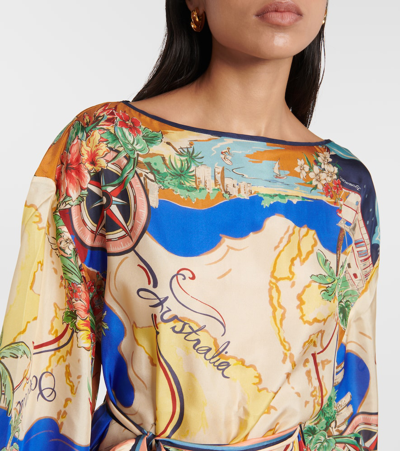 Shop Zimmermann Alight Printed Silk Midi Dress In Multicoloured
