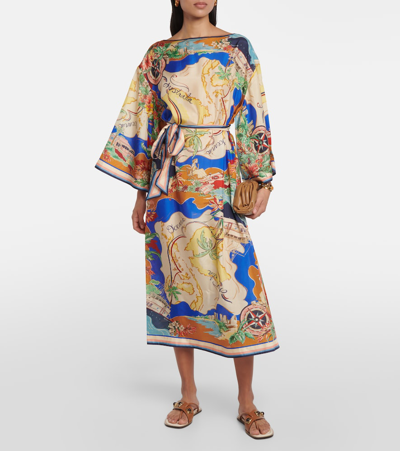 Shop Zimmermann Alight Printed Silk Midi Dress In Multicoloured