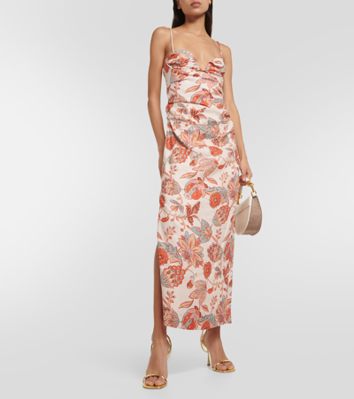Shop Sir Noemi Floral Linen Maxi Dress In Multicoloured