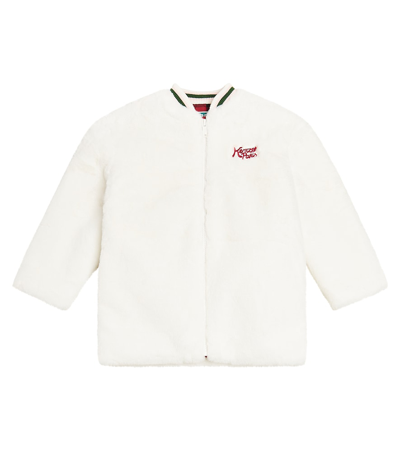 Shop Kenzo Faux Fur Coat In White