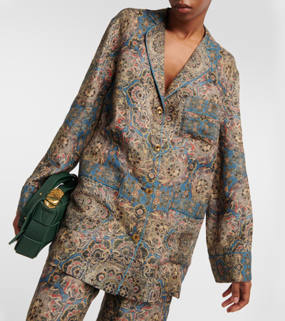 Loro Piana Printed Linen Pyjama Shirt In Multicoloured