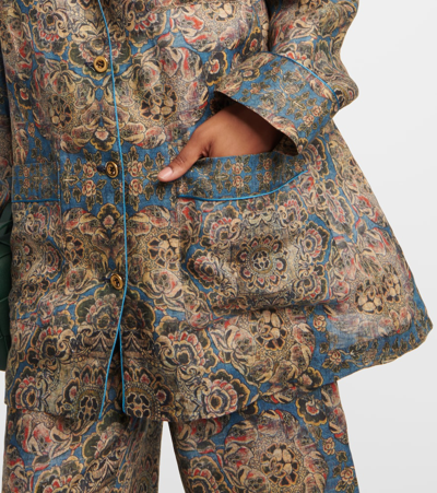 Loro Piana Printed Linen Pyjama Shirt In Multicoloured