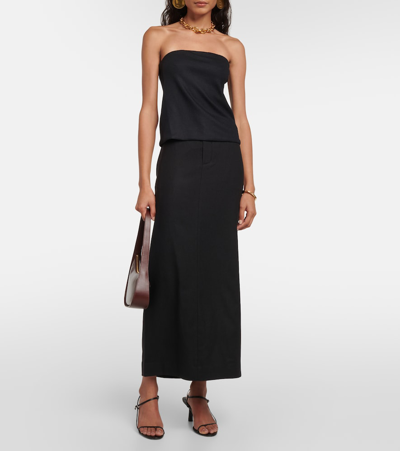 Shop Vince Flannel Maxi Skirt In Black