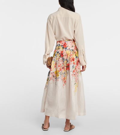 Shop Zimmermann Alight Floral Linen Maxi Skirt In Multicoloured