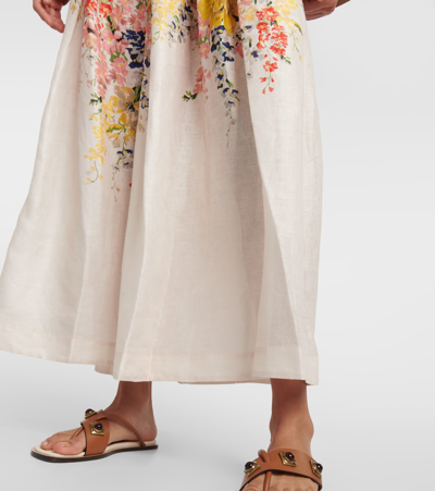 Shop Zimmermann Alight Floral Linen Maxi Skirt In Multicoloured