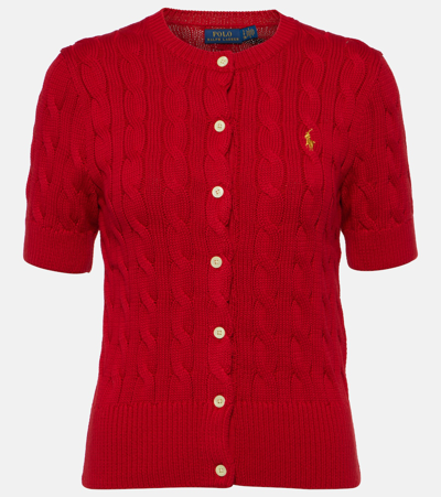 Shop Polo Ralph Lauren Cable-knit Cotton Cardigan In Red
