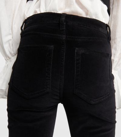 Frame Le Pixie Cropped High-rise Flared Jeans In Black