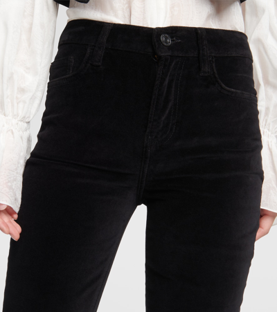 Frame Le Pixie Cropped High-rise Flared Jeans In Black