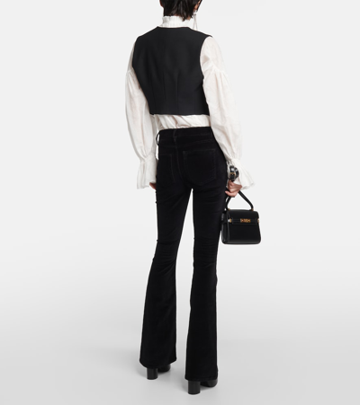 Frame Le Pixie Cropped High-rise Flared Jeans In Black