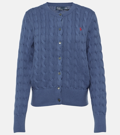 Shop Polo Ralph Lauren Cable-knit Cotton Cardigan In Blue