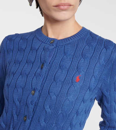 Shop Polo Ralph Lauren Cable-knit Cotton Cardigan In Blue